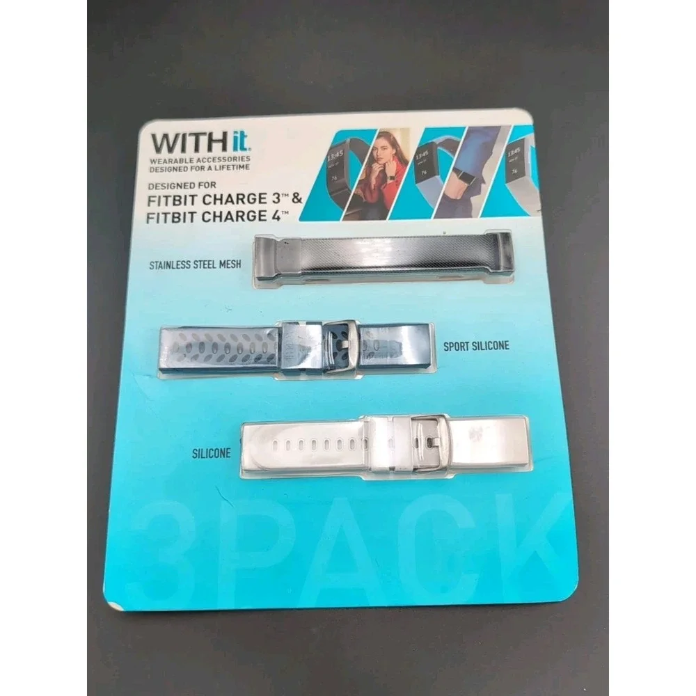 9-3-packs Breathable Sports Soft Watch Band Silicone Strap For Fitbit Charge 3 4